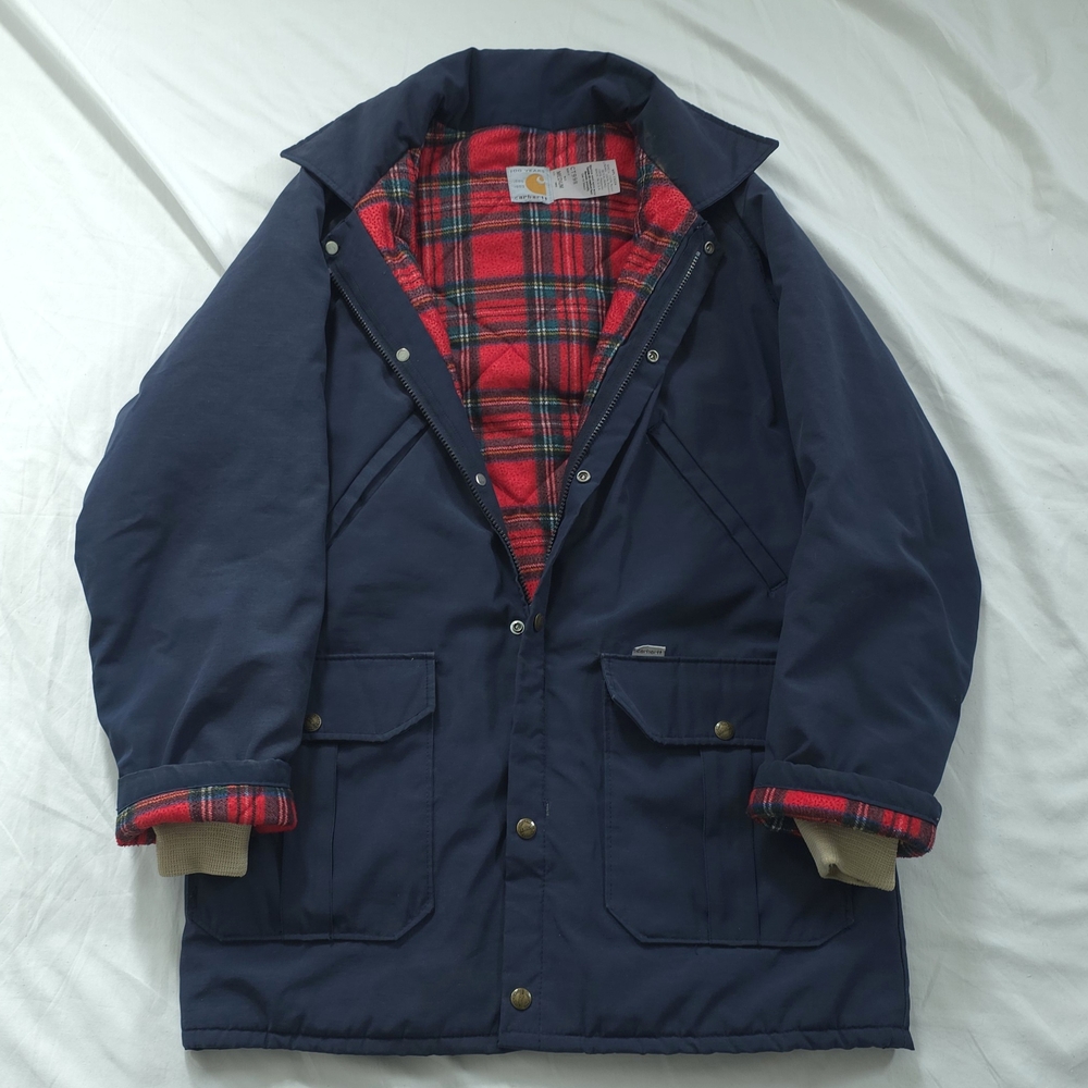 ☆Rare🔥☆ 90s Vintage Carhartt Parka Jacket - MEDIUM - Blue Blanket Lined Coat
